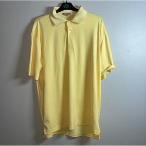 Peter Millar Summer Comfort Mens Pale Yellow Golf Polo w/ Bear Lakes Logo Size L
